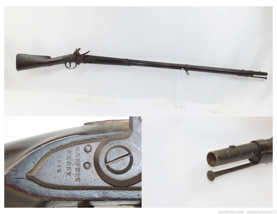 WAR of 1812 Antique HARPERS FERRY ARMORY Model 1795 FLINTLOCK Musket Scarce-img-0