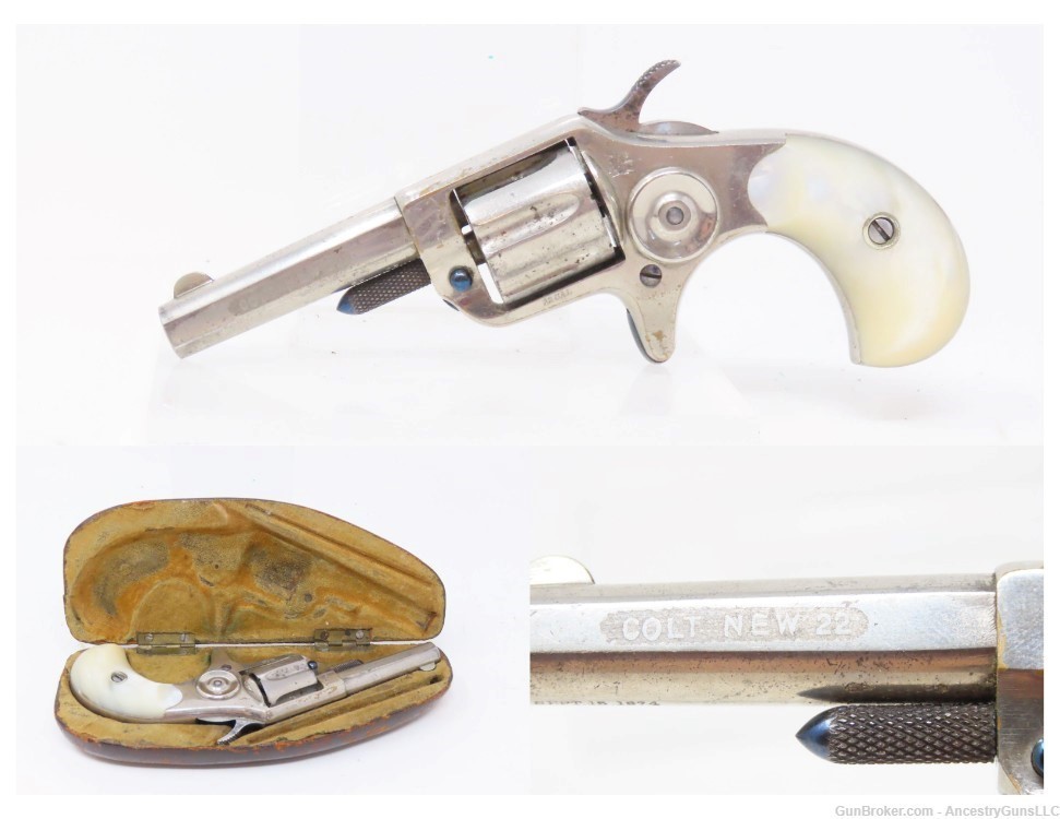 PIPE CASE COLT “New Line” .22 Revolver LONDON 7-Shot Hideout Nickel Antique-img-0