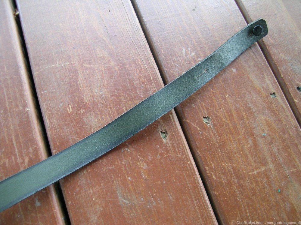 Original WW2 Finnish Mosin Nagant Green Leather Rounded Buckle Sling Exc-img-1
