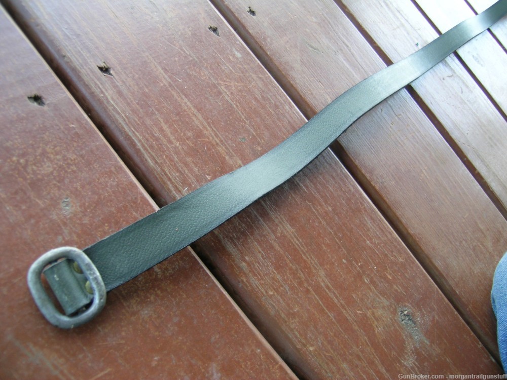 Original WW2 Finnish Mosin Nagant Green Leather Rounded Buckle Sling Exc-img-2