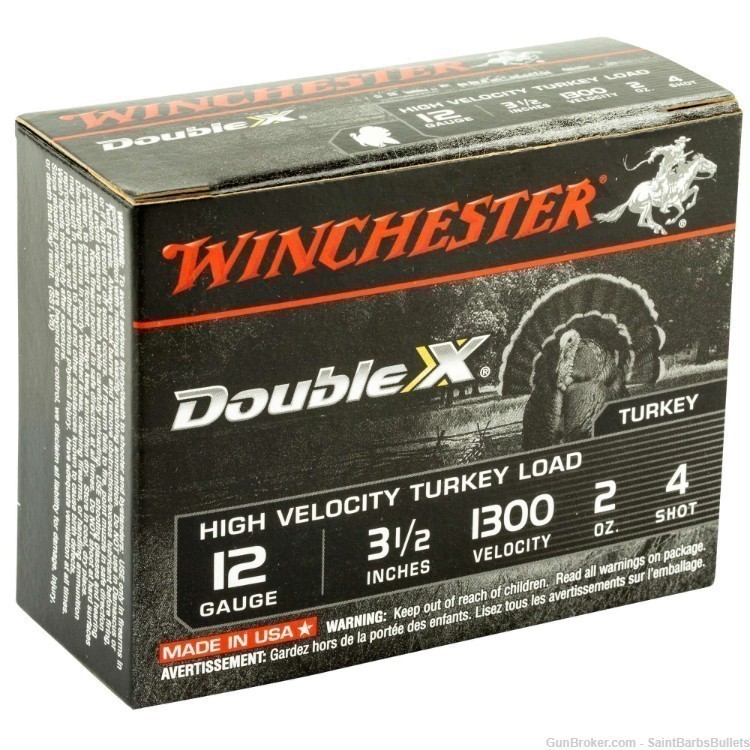 Winchester Double X High Velocity Turkey Load 12ga #4 Copper Plated Lead-img-1