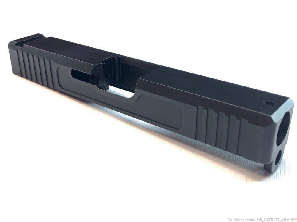 Glock 19 Slide w/ Front & Rear Serrations - Recessed Windows - BLK-img-0