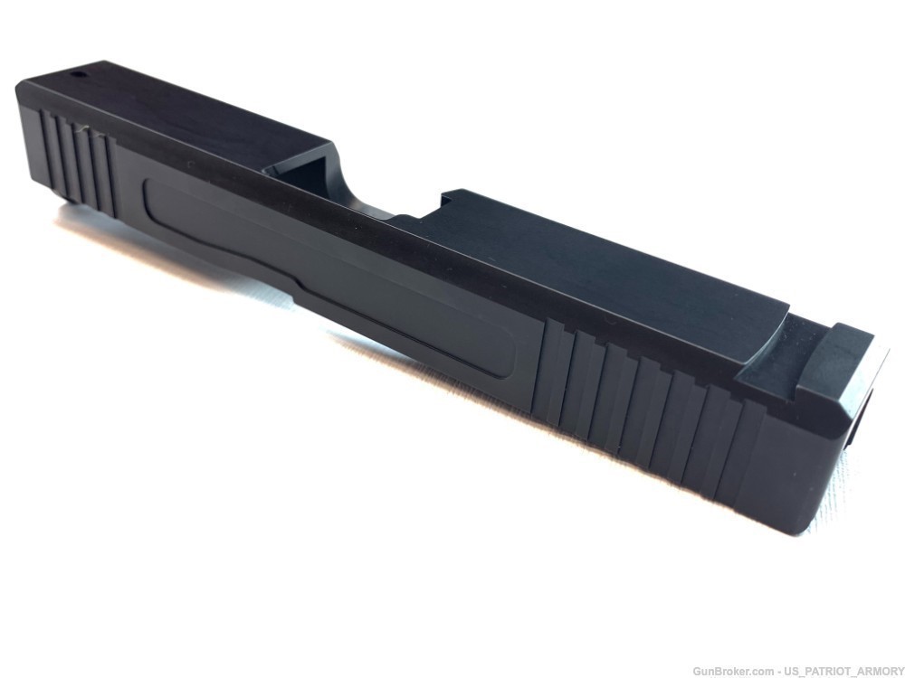 Glock 19 Slide w/ Front & Rear Serrations - Recessed Windows - BLK-img-1