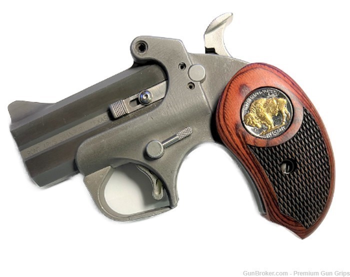  Fits Bond Arms Derringer Grips Rosewood 24 k Buffalo Nickel Grips XL -img-4