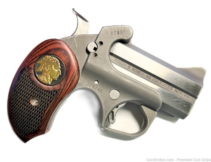 Fits Bond Arms Derringer Grips Rosewood 24 k Buffalo Nickel Grips XL -img-5