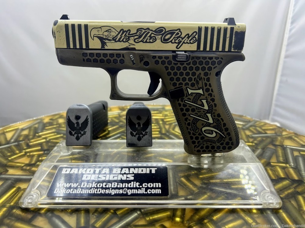 Freedom Glock 43X 9mm 2A Battleworn Engraved w/ Custom Case-img-11