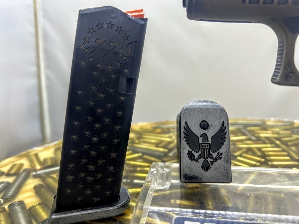 Freedom Glock 43X 9mm 2A Battleworn Engraved w/ Custom Case-img-3