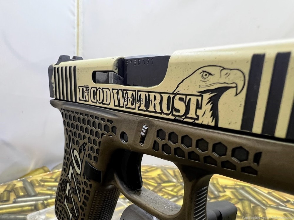 Freedom Glock 43X 9mm 2A Battleworn Engraved w/ Custom Case-img-9