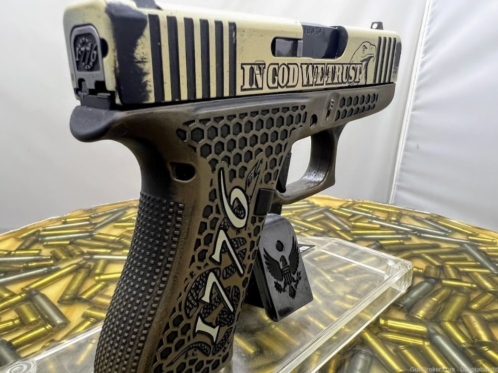 Freedom Glock 43X 9mm 2A Battleworn Engraved w/ Custom Case-img-7