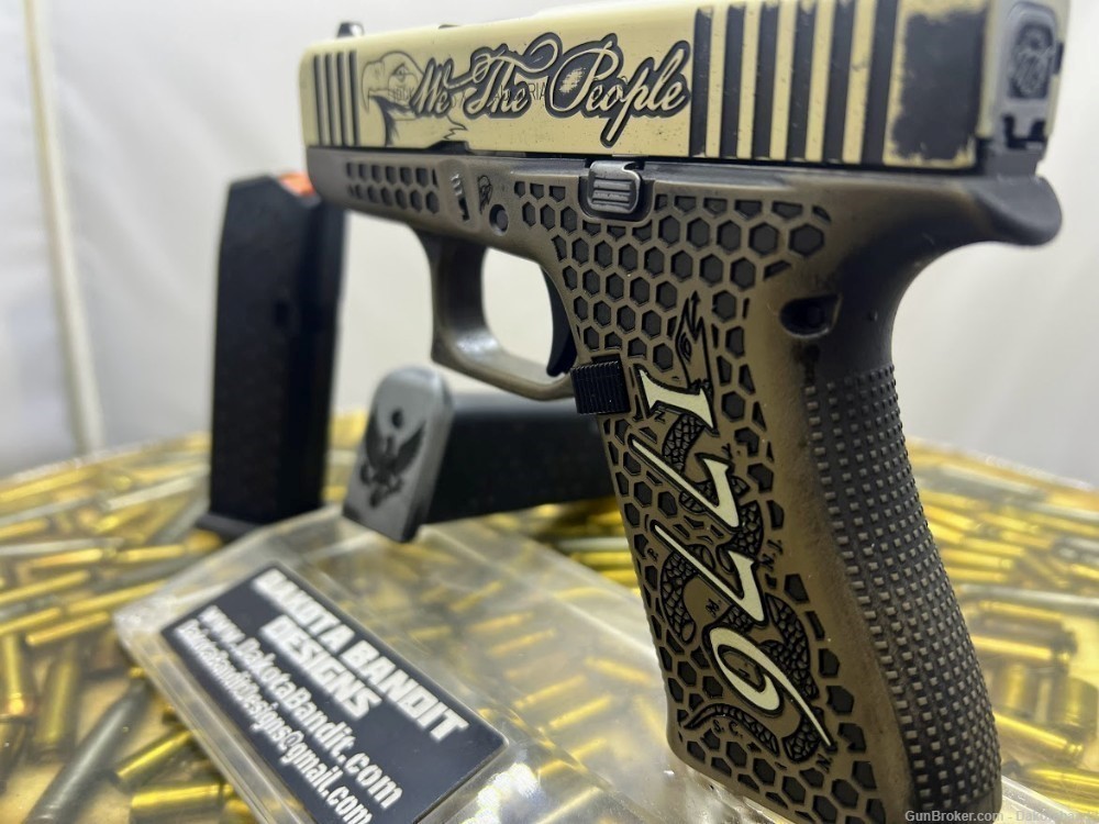 Freedom Glock 43X 9mm 2A Battleworn Engraved w/ Custom Case-img-1