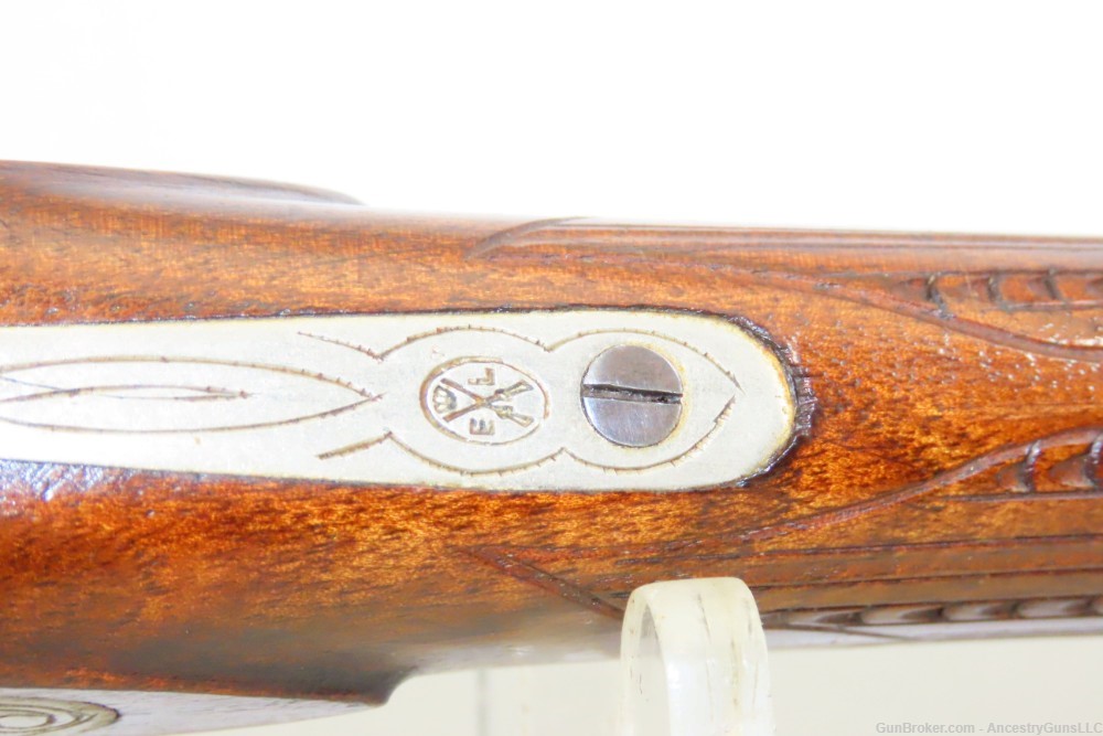 NICE Antique BELGIAN 36 Bore DOUBLE BARREL Percussion Shotgun CARVED STOCK -img-11
