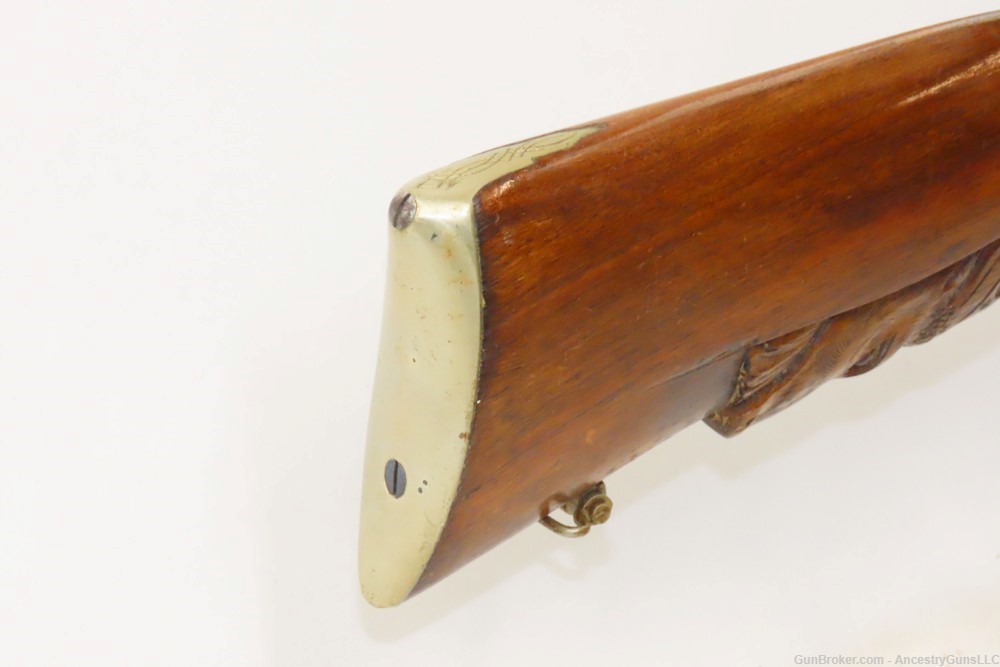NICE Antique BELGIAN 36 Bore DOUBLE BARREL Percussion Shotgun CARVED STOCK -img-20