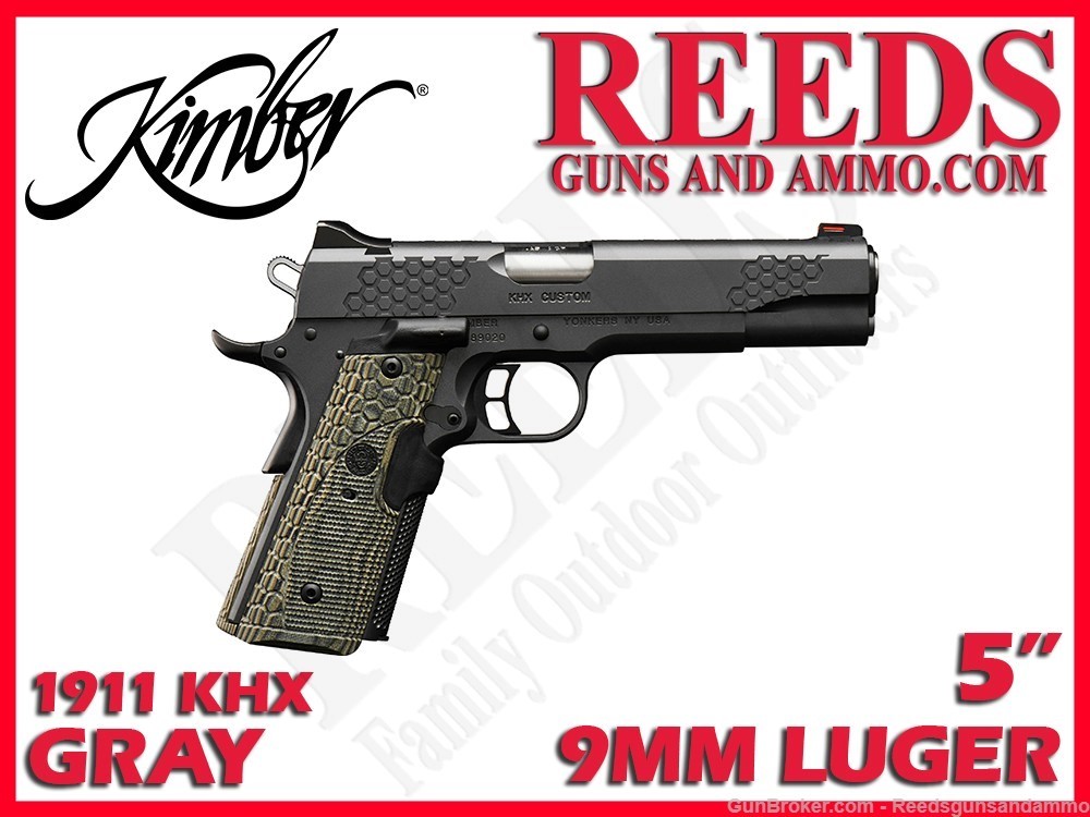 Kimber 1911 KHX Custom Laser Grips 9mm 5in 1-8Rd Mag 3000359-img-0
