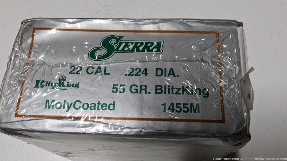 Sierra Bullets 55gr Blitzking 55gr Moly coated  box of 500-img-0