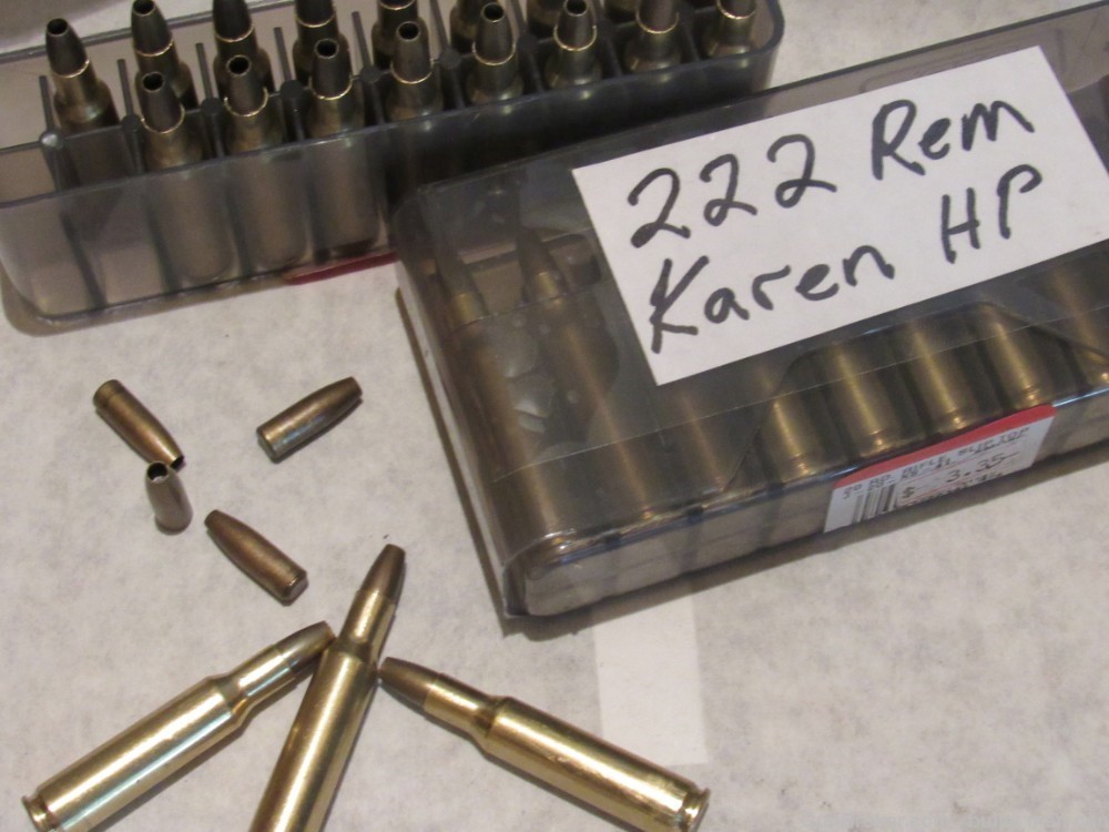 222 Rem ammo with Karen (BIG MOUTH ) hollow point bullets-img-0