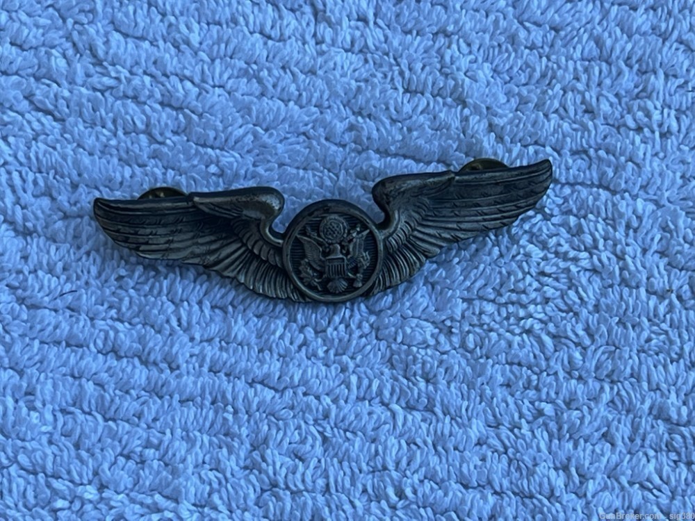 WWII US ARMY AIR CORP STERLING SILVER AIRCREW WINGS UNIFORM PIN-img-5