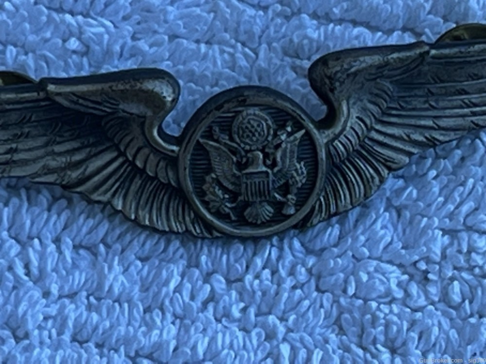 WWII US ARMY AIR CORP STERLING SILVER AIRCREW WINGS UNIFORM PIN-img-3
