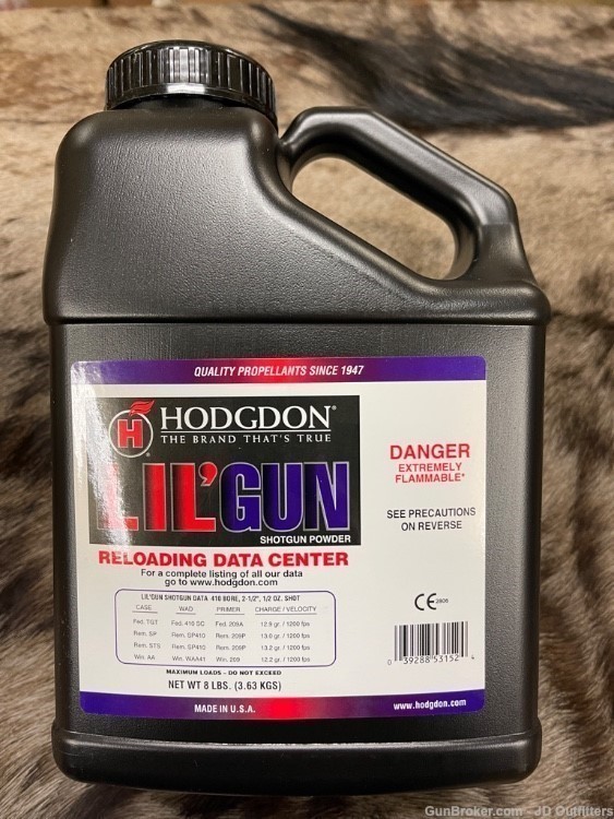 NEW 8 LB OF HODGDON LIL'GUN POWDER IN JUG LILGUN LIL GUN LIL-GUN-img-0
