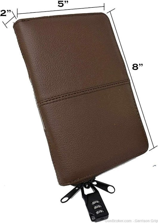 Leather Locking Day Planner Gun Case for Subcompacts (GTSN) BRN-img-2