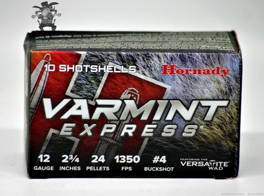 12ga HORNADY VARMINT EXPRESS 2¾" 24 pellets 12 Gauge 4 BUCK SHOT 10 ROUNDS-img-1