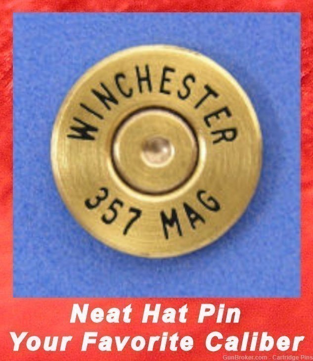 Winchester 357 MAG Magnum  Cartridge Hat Pin  Tie Tac  Ammo Bullet-img-0