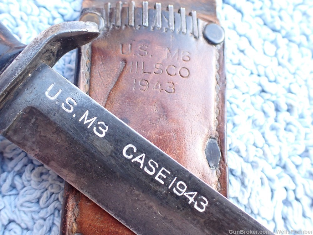 US WWII CASE 1943 M3 BLADE MARKED FIGHTING KNIFE WITH M6 MILSCO SCABBARD-img-47