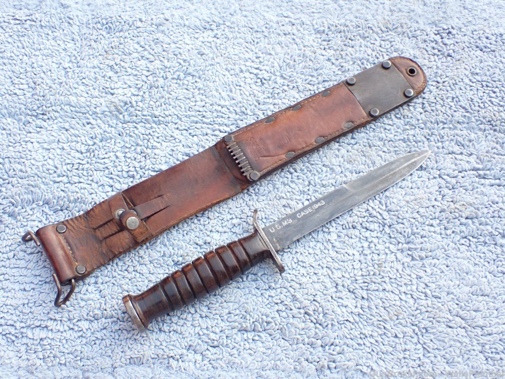 US WWII CASE 1943 M3 BLADE MARKED FIGHTING KNIFE WITH M6 MILSCO SCABBARD-img-7