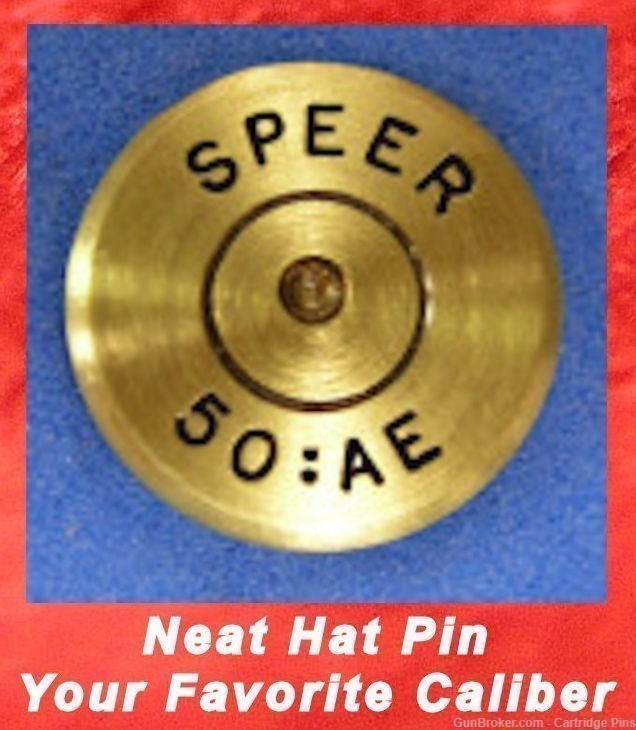 SPEER  50 AE Auto Desert Eagle Brass Cartridge Hat Pin  Tie Tac Ammo Bullet-img-0
