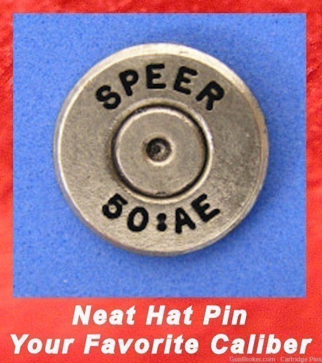 SPEER 50 AE Auto Desert Eagle Nick Cartridge Hat Pin  Tie Tac  Ammo Bullet-img-0