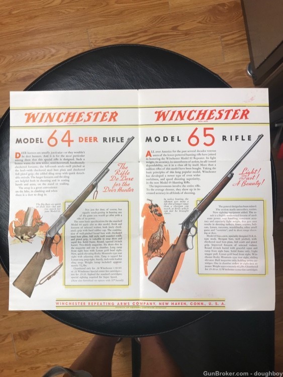 Winchester Brochure Models 64 & 65 Rifles ORIGINAL-img-1
