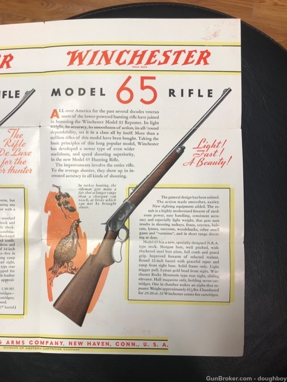 Winchester Brochure Models 64 & 65 Rifles ORIGINAL-img-3