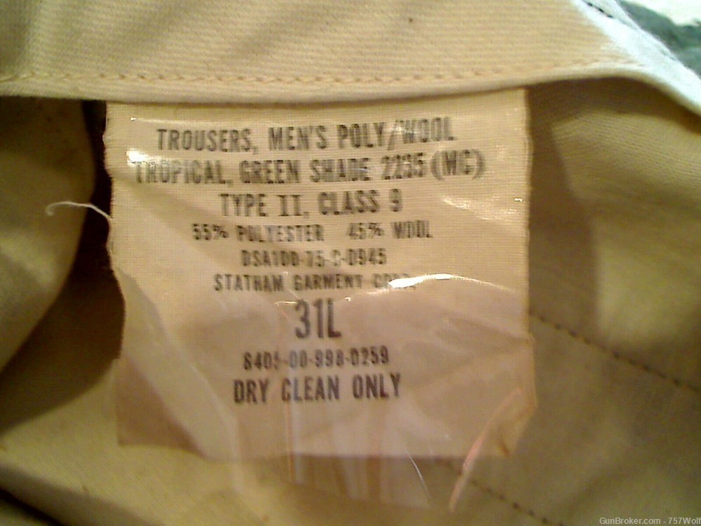 USMC Green Shade 2235 (MC) Poly/Wool Tropical Trousers Pants 29W 31L-img-5