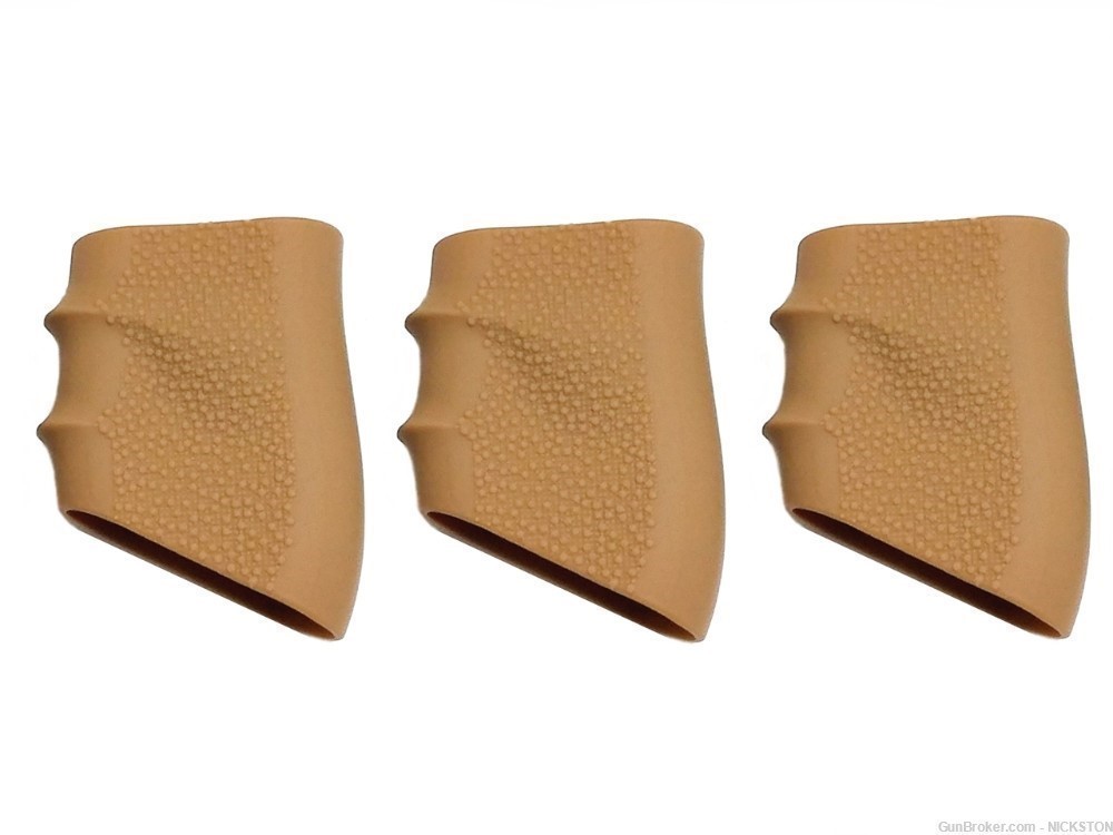 3pcs Light Brown Universal Silicone Grips Sleeves for Full Size Pistols-img-0