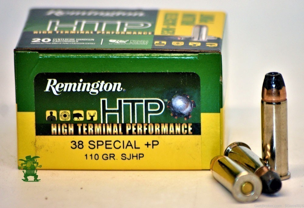 38 Special +P Remington HTP SJHP Fast 110 Grain 38+P Nickel/Brass 20 Round-img-4