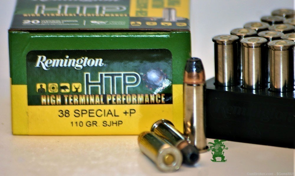 38 Special +P Remington HTP SJHP Fast 110 Grain 38+P Nickel/Brass 20 Round-img-3