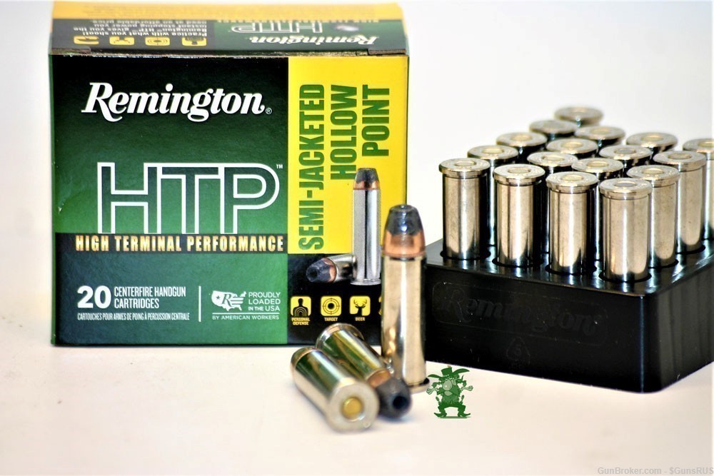 38 Special +P Remington HTP SJHP Fast 110 Grain 38+P Nickel/Brass 20 Round-img-0