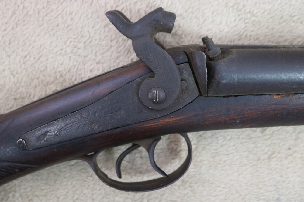 Antique percussion 12 gauge SXS shotgun from Tombstone AZ 40" barrels-img-12