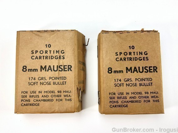 Interarms 8mm Mauser Hunting Ammo Vintage 20 Round-img-6