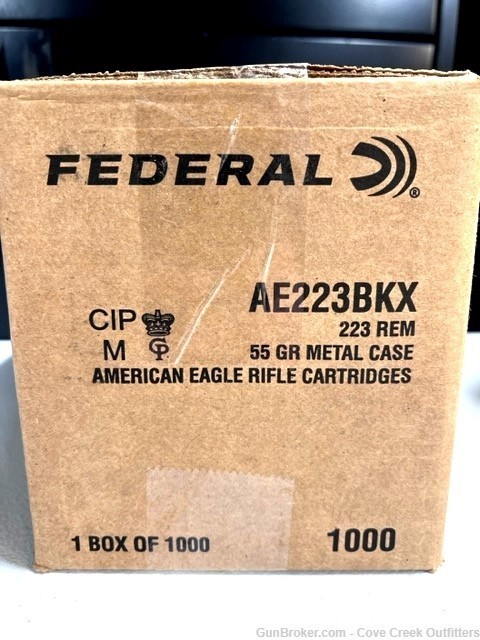 1000 Rounds of Federal American Eagle 223 REM 55GR FMJ AE223BKX-img-0