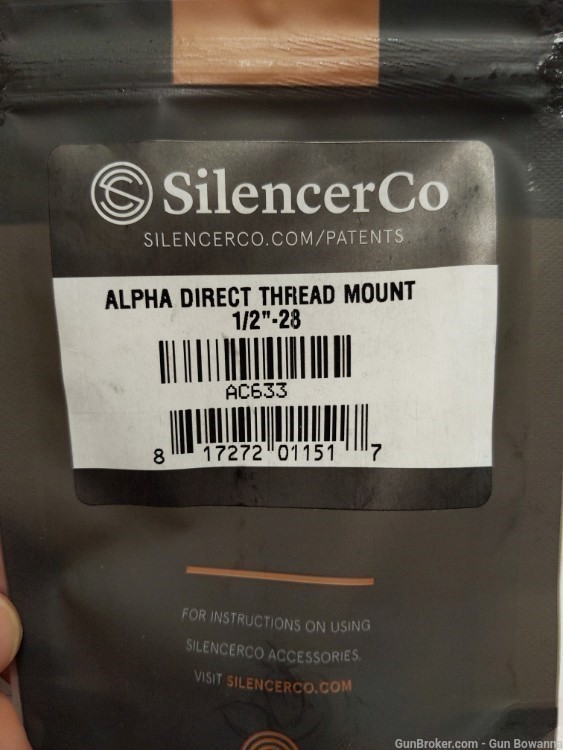 Silencerco Alpha Direct Thread Mount 1/2x28 AC633  FREE SHIPPING -img-2