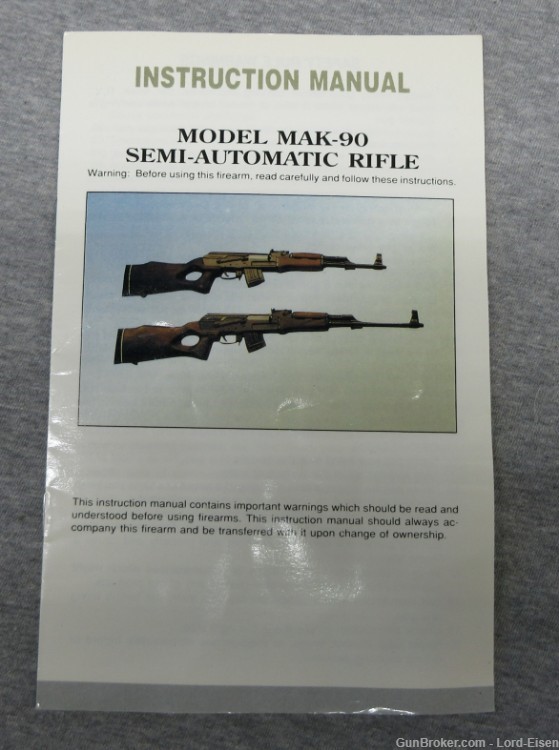Chinese Norinco MAK-90 Factory Manual Lot#2-img-0