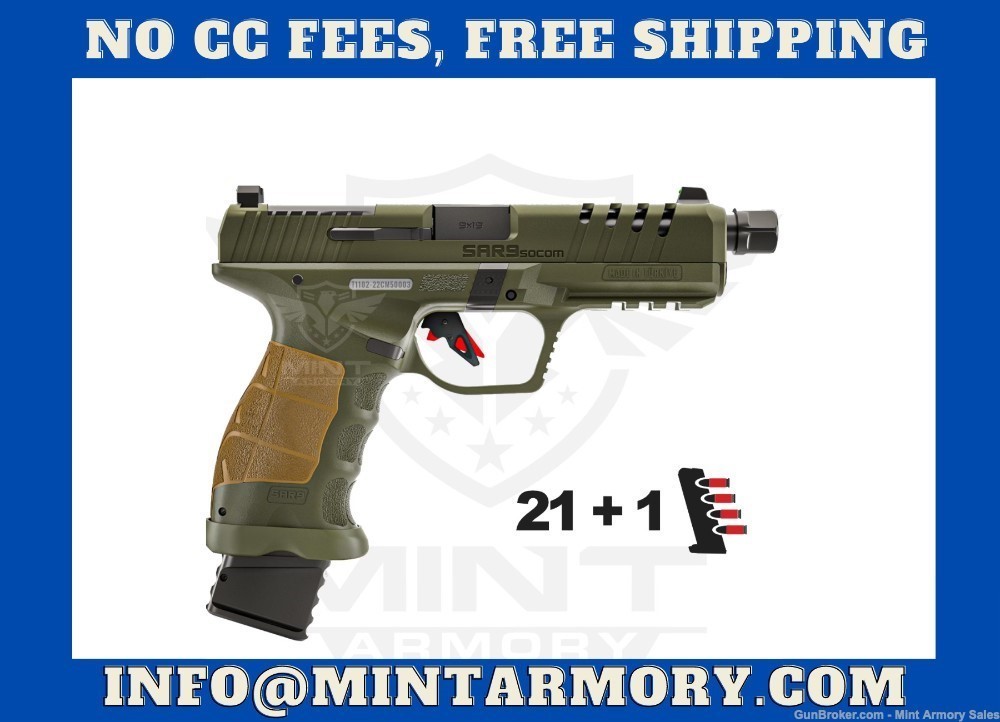 SAR9 SOCOM OD GREEN with Threaded Barrel, 9mm NEW IN THE BOX-img-0