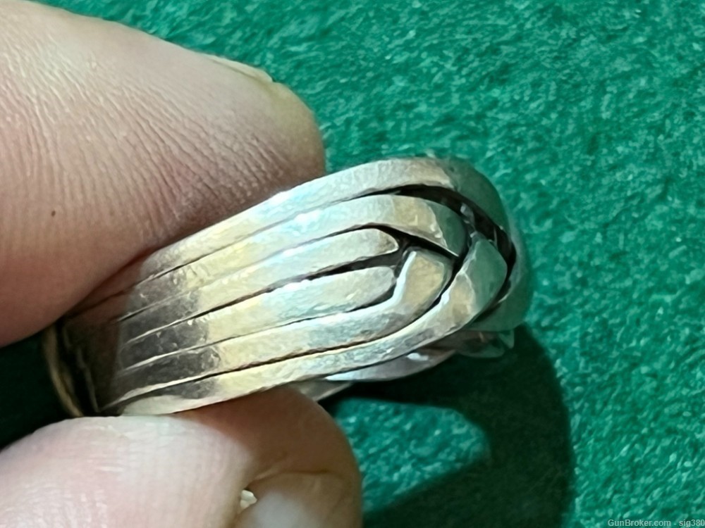VINTAGE NATIVE AMERICAN STERLING SILVER PUZZLE RING / 7 Gr.-img-6