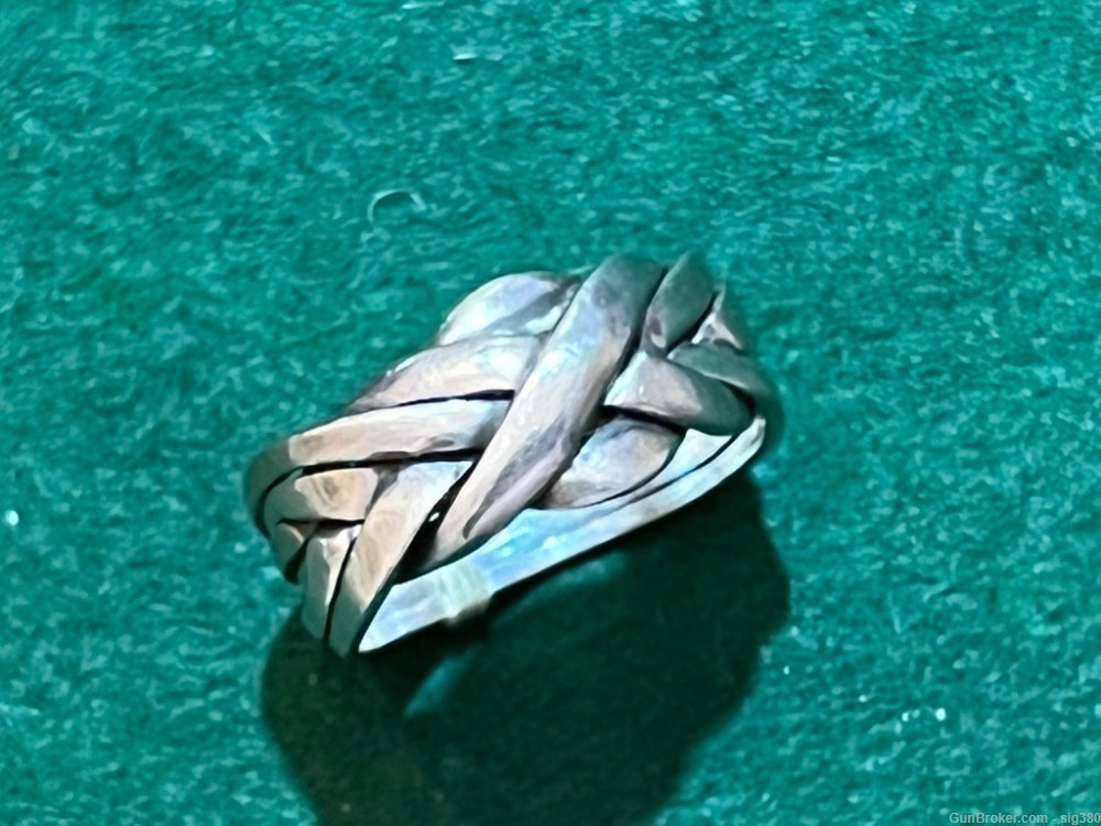 VINTAGE NATIVE AMERICAN STERLING SILVER PUZZLE RING / 7 Gr.-img-8