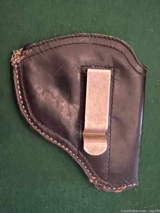VINTAGE BERTY SMALL AUTO BLACK LEATHER CLIP HOLSTER-img-4