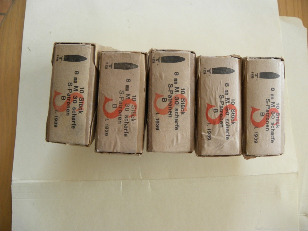 50rd WWII WW2 German Steyr M95 8x56r Ammunition marked, on clips, in boxes-img-0