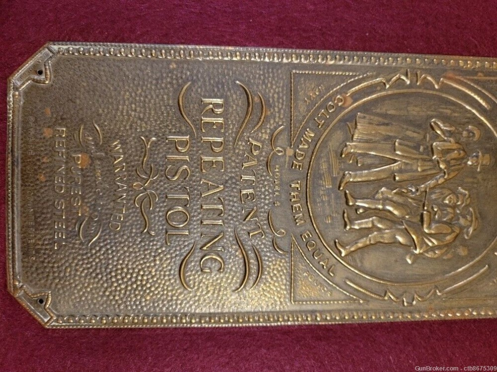 1880's COLT FIREARMS LONDON ARMORY BRASS DOOR PUSH PLATE -img-3