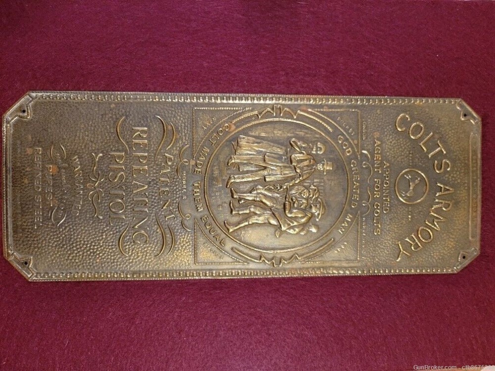 1880's COLT FIREARMS LONDON ARMORY BRASS DOOR PUSH PLATE -img-1