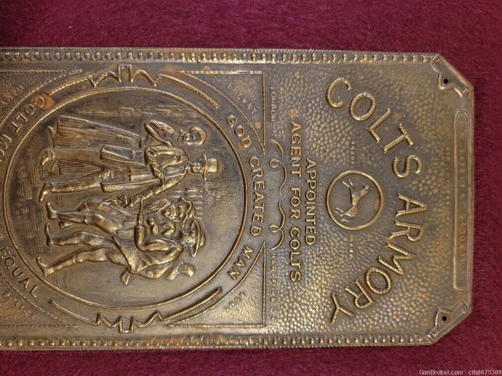1880's COLT FIREARMS LONDON ARMORY BRASS DOOR PUSH PLATE -img-4