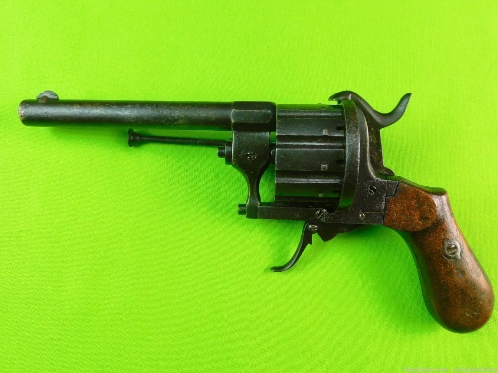 Antique US Civil War French Lefaucheux 10 Shot Pinfire Revolver Pistol Gun-img-1